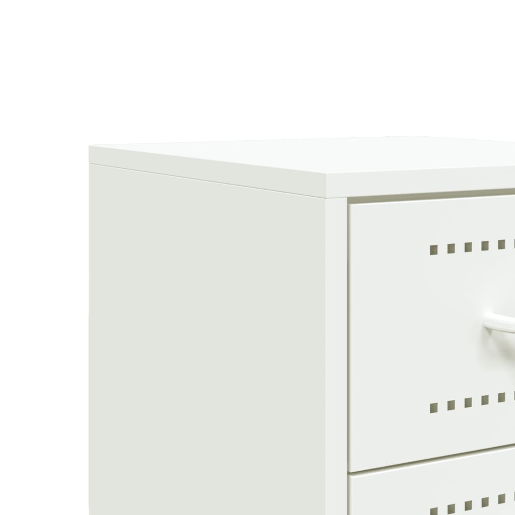 vidaXL Bedside Cabinet White 36x39x60.5 cm Steel
