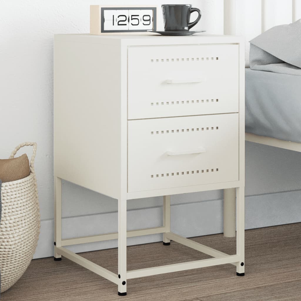 vidaXL Bedside Cabinet White 36x39x60.5 cm Steel