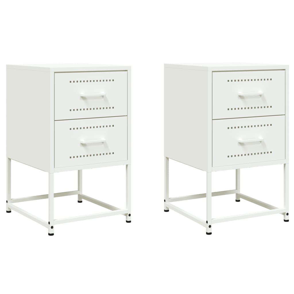 vidaXL Bedside Cabinets 2 pcs White 36x39x60.5 cm Steel