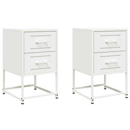 vidaXL Bedside Cabinets 2 pcs White 36x39x60.5 cm Steel