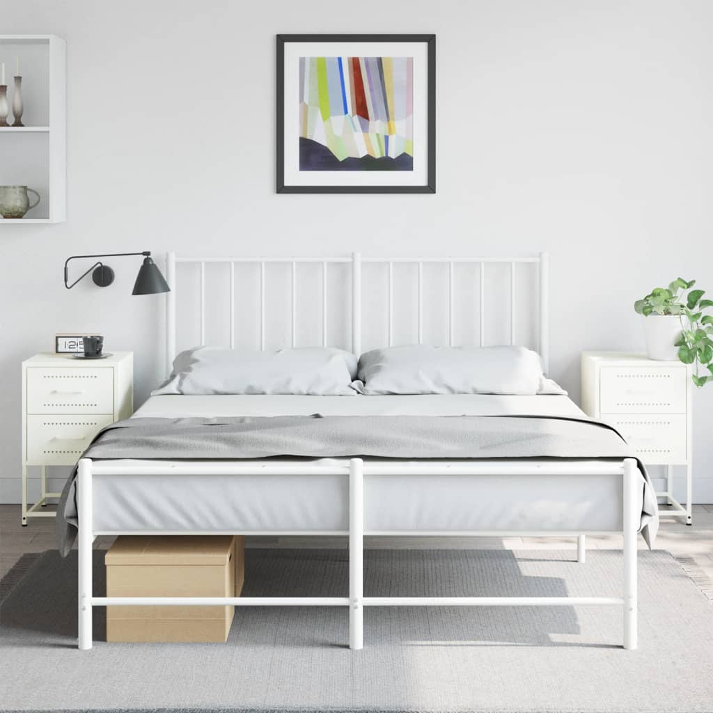 vidaXL Bedside Cabinets 2 pcs White 36x39x60.5 cm Steel