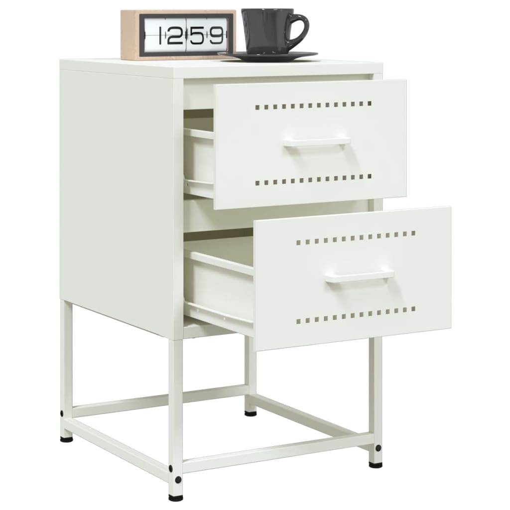 vidaXL Bedside Cabinets 2 pcs White 36x39x60.5 cm Steel