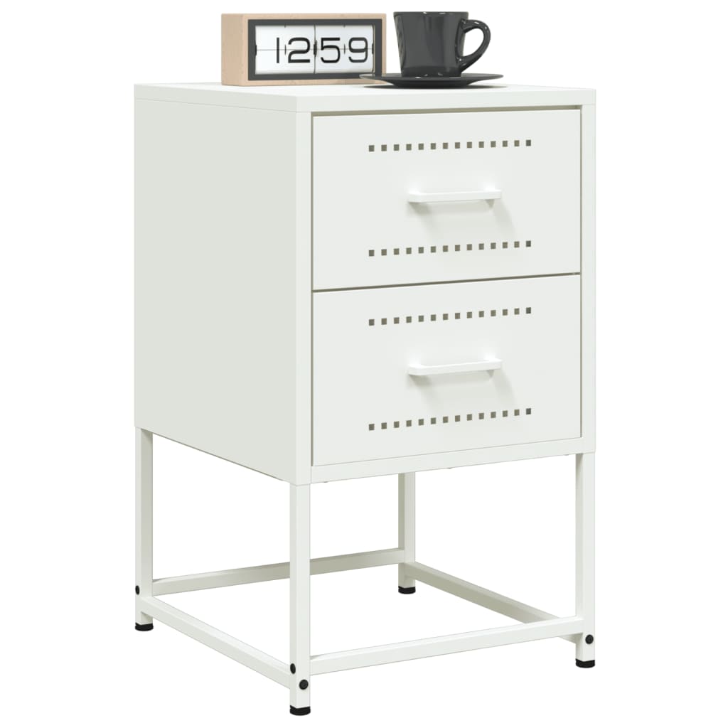 vidaXL Bedside Cabinets 2 pcs White 36x39x60.5 cm Steel