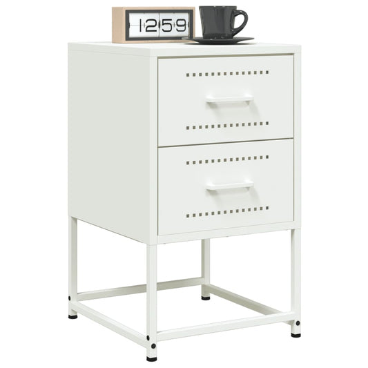 vidaXL Bedside Cabinets 2 pcs White 36x39x60.5 cm Steel