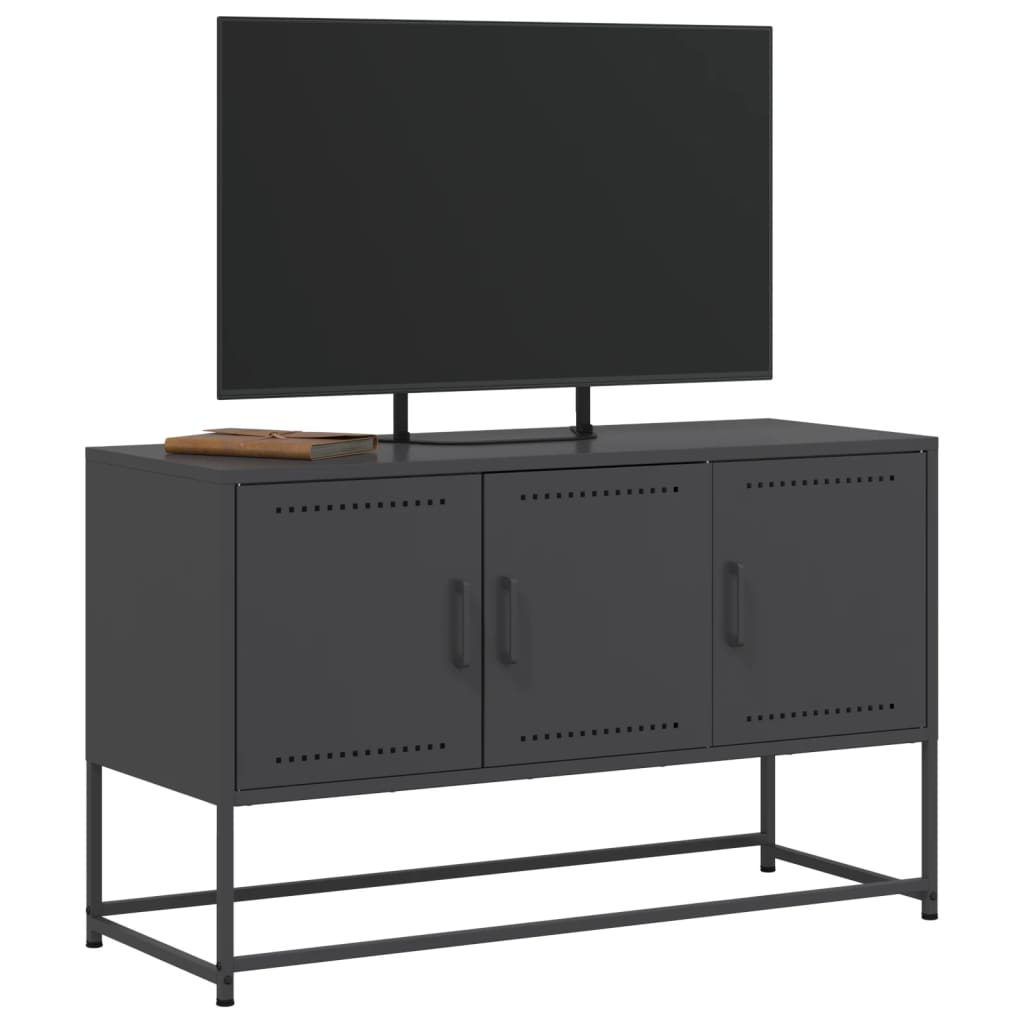 vidaXL TV Cabinet Black 100.5x39x60.5 cm Steel