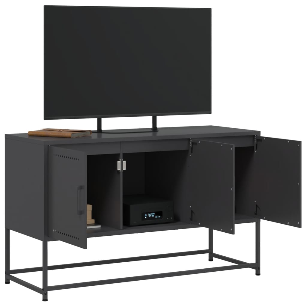 vidaXL TV Cabinet Black 100.5x39x60.5 cm Steel