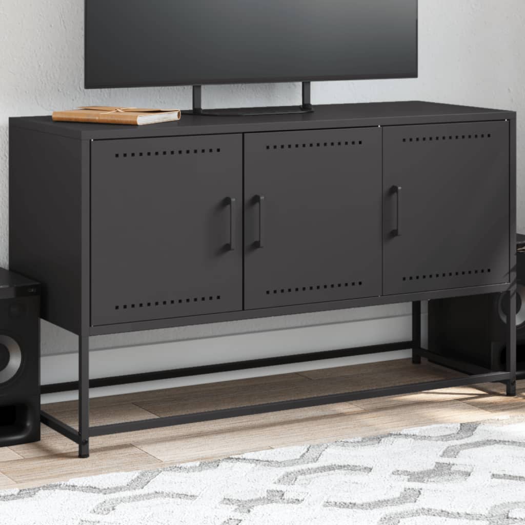 vidaXL TV Cabinet Black 100,5x39x60,5 cm Steel