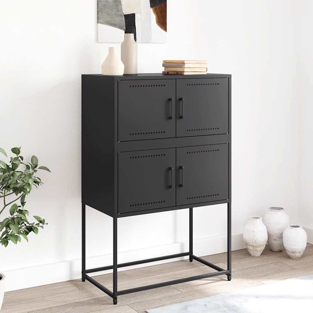 vidaXL Sideboard Black 68,5x38,5x107 cm Steel