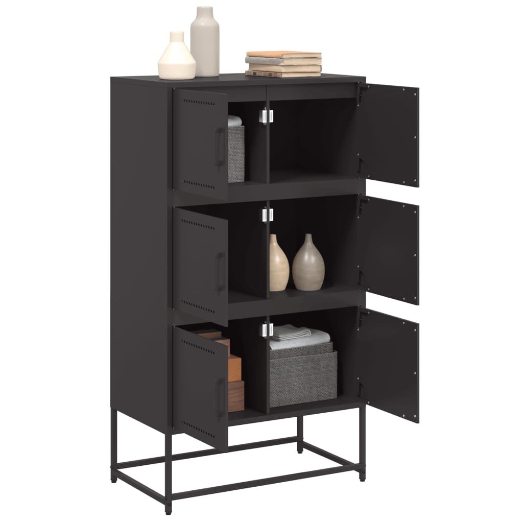 vidaXL Sideboard Black 68,5x38,5x123,5 cm Steel
