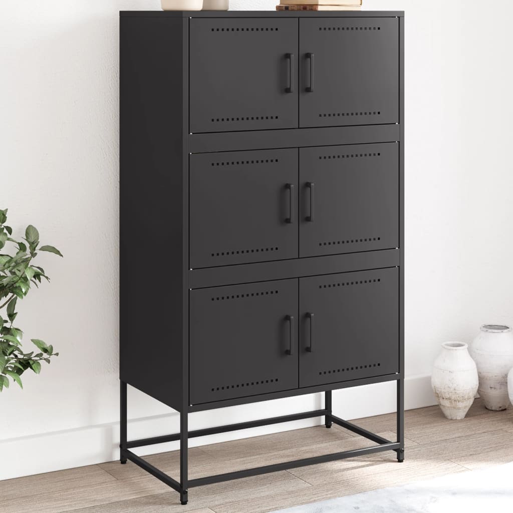 vidaXL Sideboard Black 68,5x38,5x123,5 cm Steel