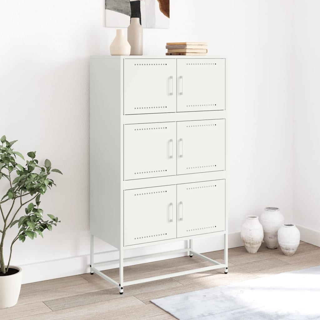 vidaXL Sideboard White 68,5x38,5x123,5 cm Steel