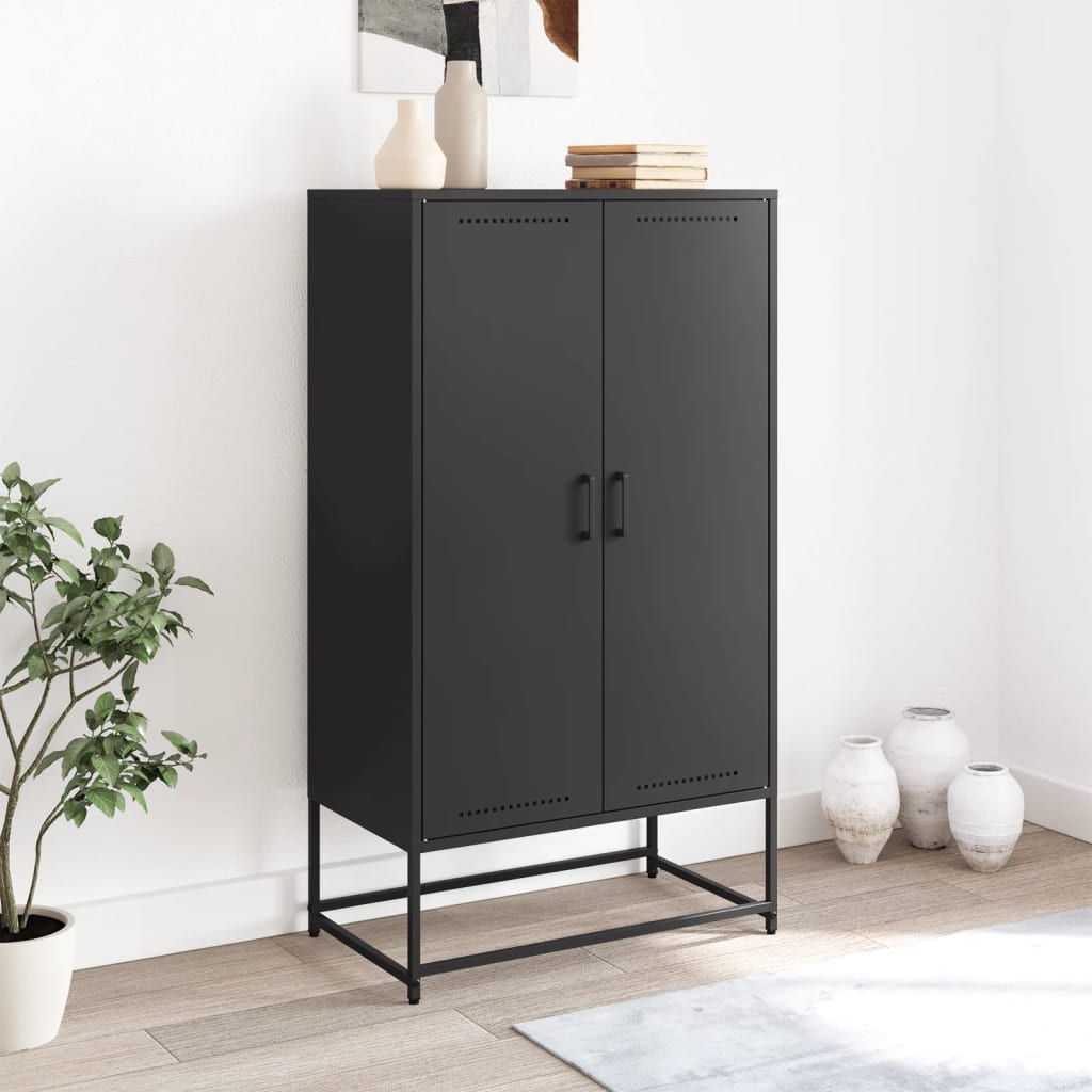 vidaXL Highboard Black 68,5x38,5x123,5 cm Steel