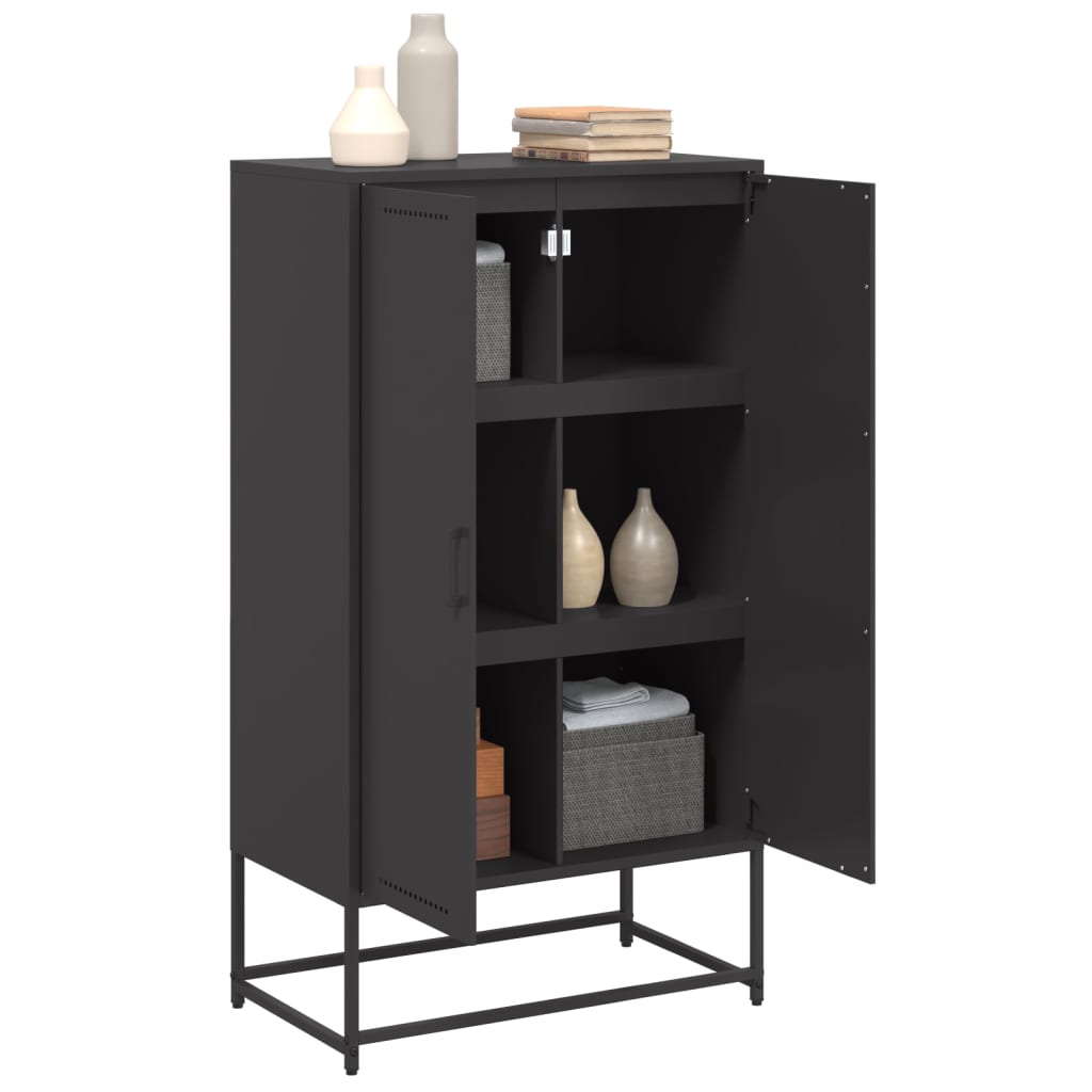 vidaXL Highboard Black 68,5x38,5x123,5 cm Steel