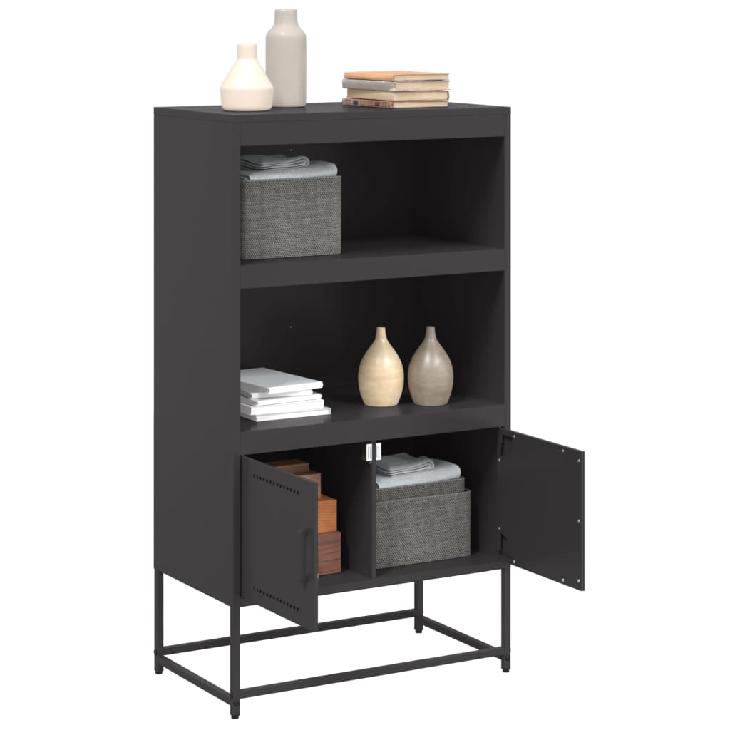 vidaXL Highboard Black 68,5x38,5x123,5 cm Steel