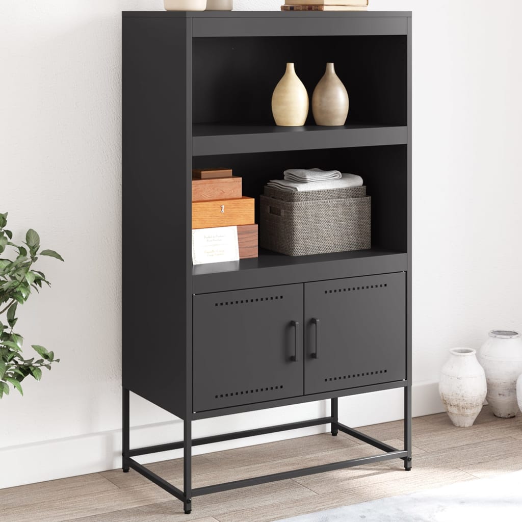 vidaXL Highboard Black 68,5x38,5x123,5 cm Steel