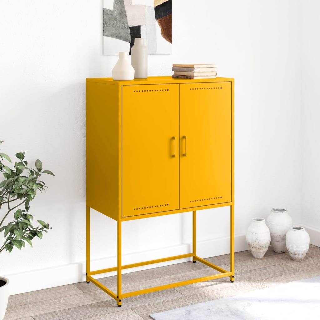 vidaXL Highboard Mustard Yellow 68.5x38.5x107 cm Steel