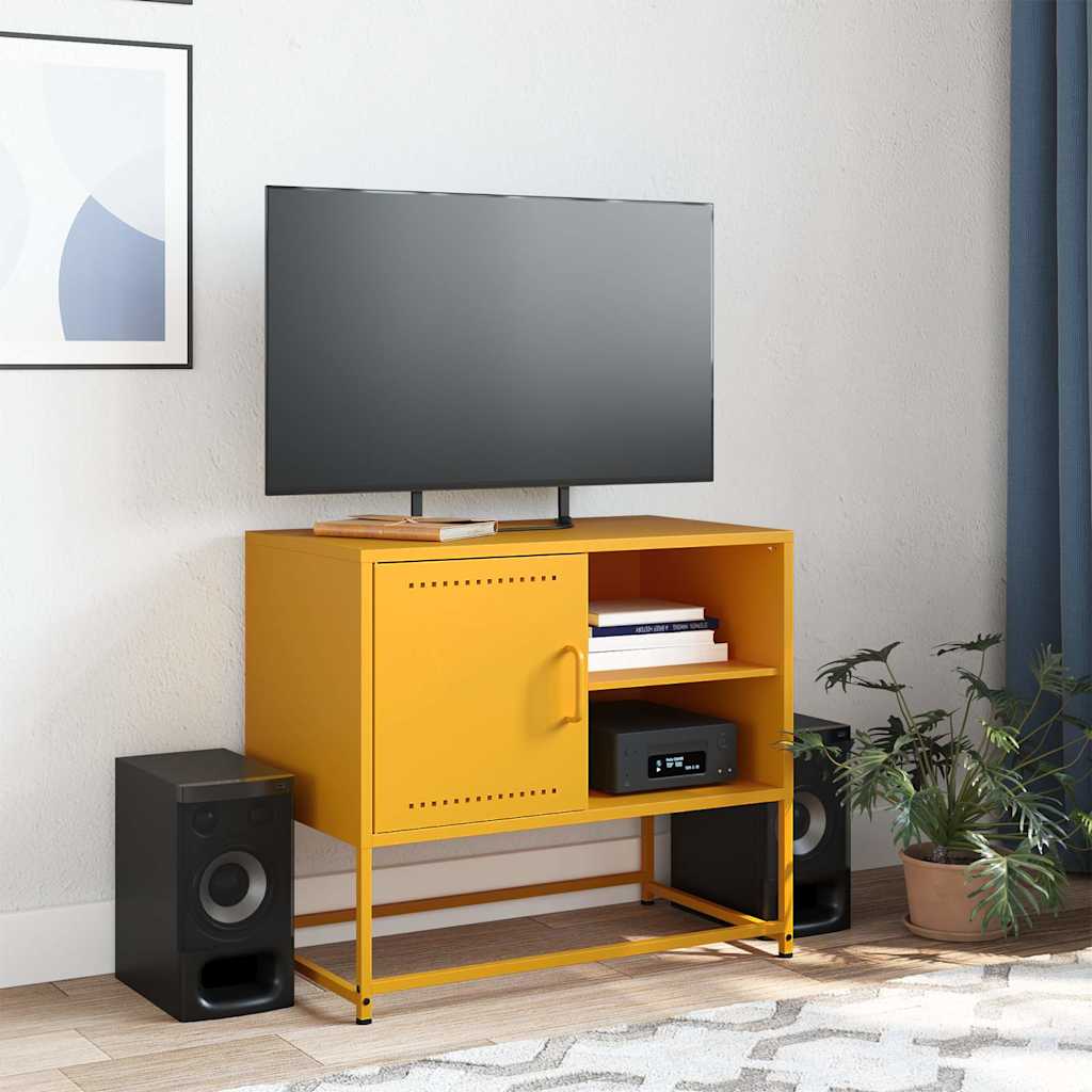 vidaXL TV Cabinet Mustard Yellow 68x39x60,5 cm Steel
