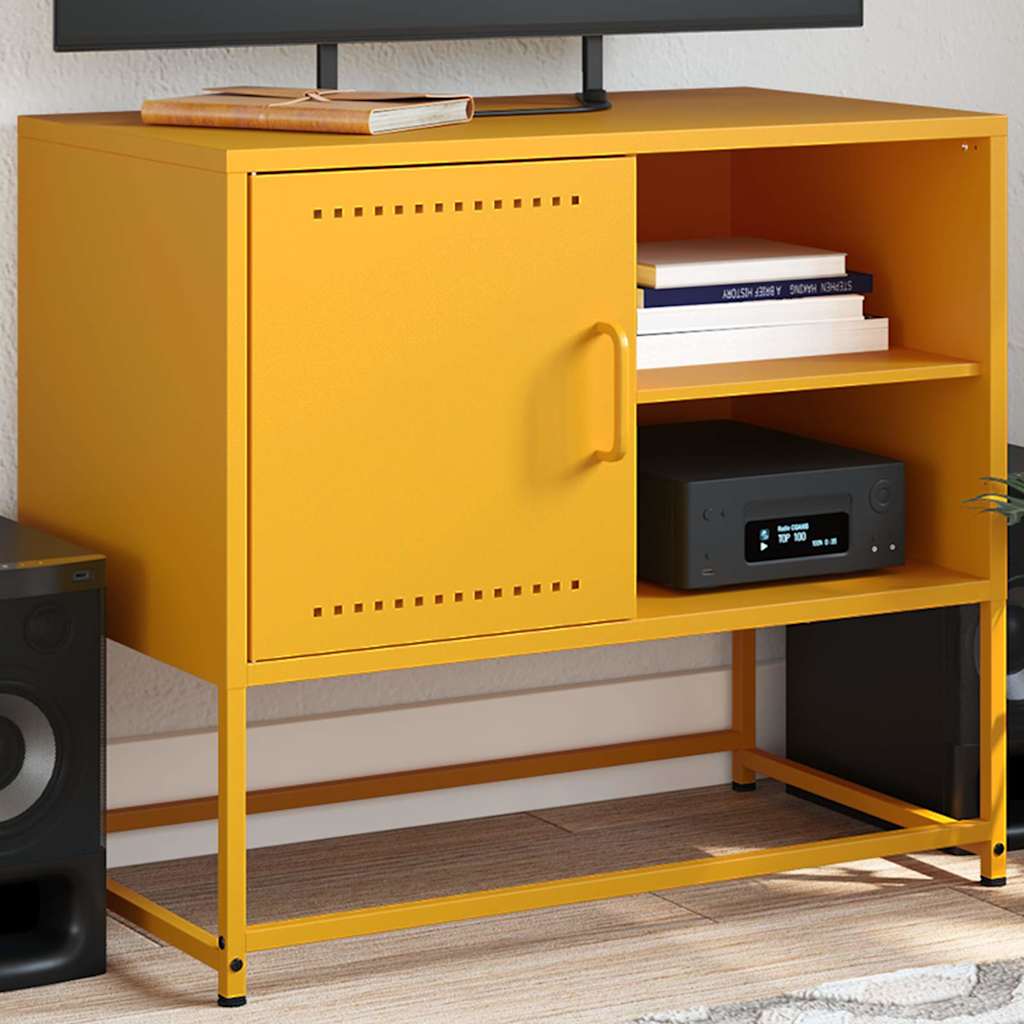 vidaXL TV Cabinet Mustard Yellow 68x39x60,5 cm Steel
