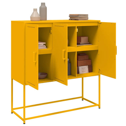vidaXL Highboard Mustard Yellow 100.5x39x107 cm Steel