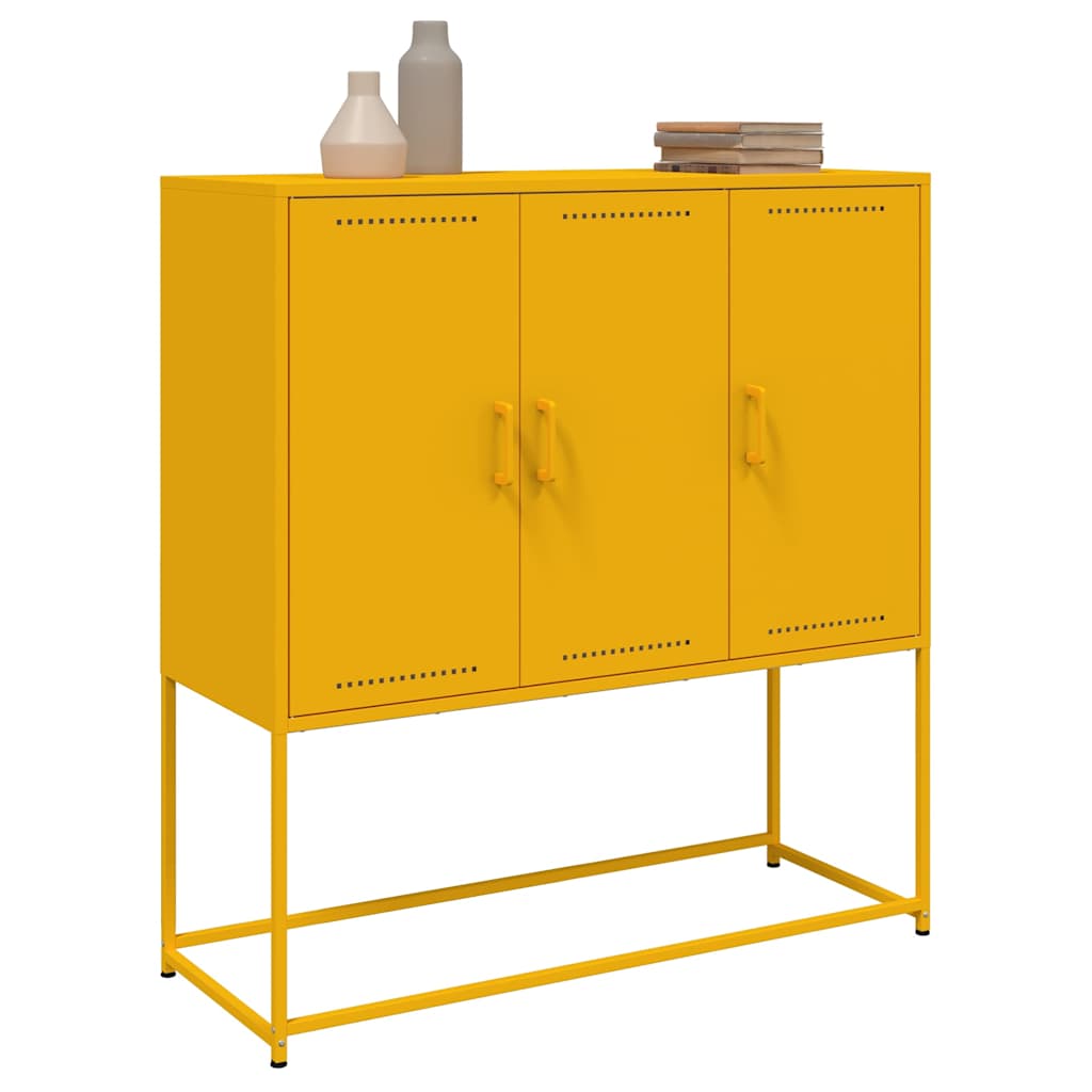 vidaXL Highboard Mustard Yellow 100.5x39x107 cm Steel