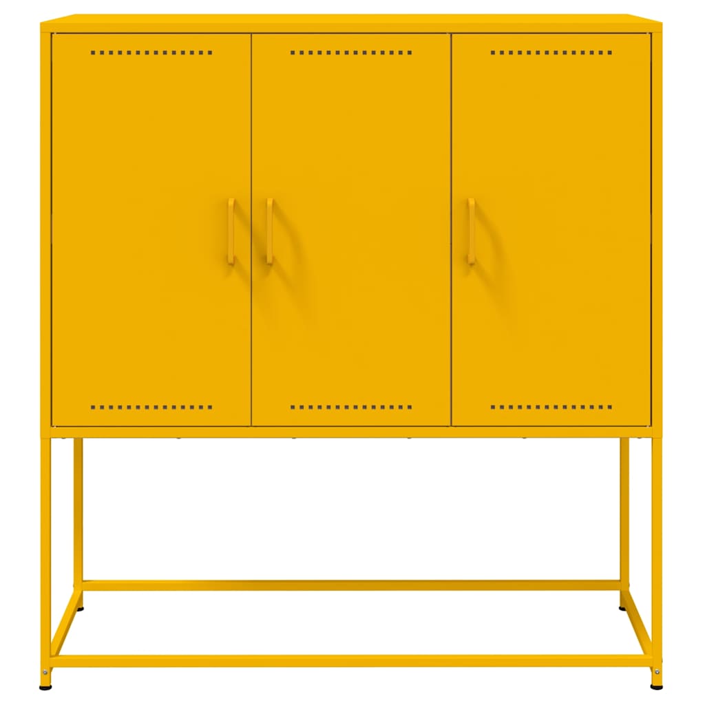 vidaXL Highboard Mustard Yellow 100.5x39x107 cm Steel