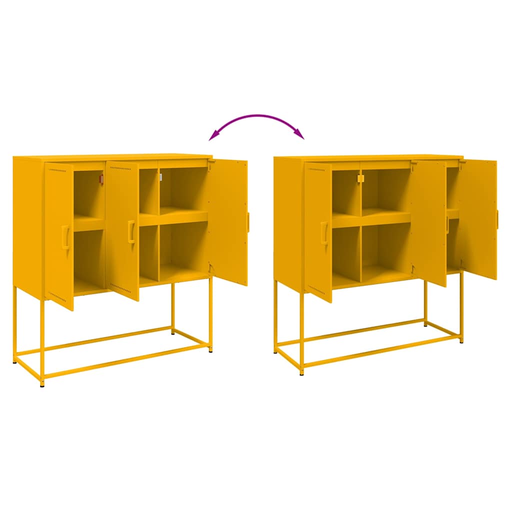 vidaXL Highboard Mustard Yellow 100.5x39x107 cm Steel