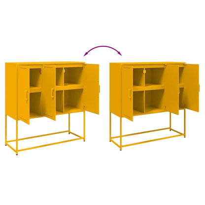vidaXL Highboard Mustard Yellow 100.5x39x107 cm Steel