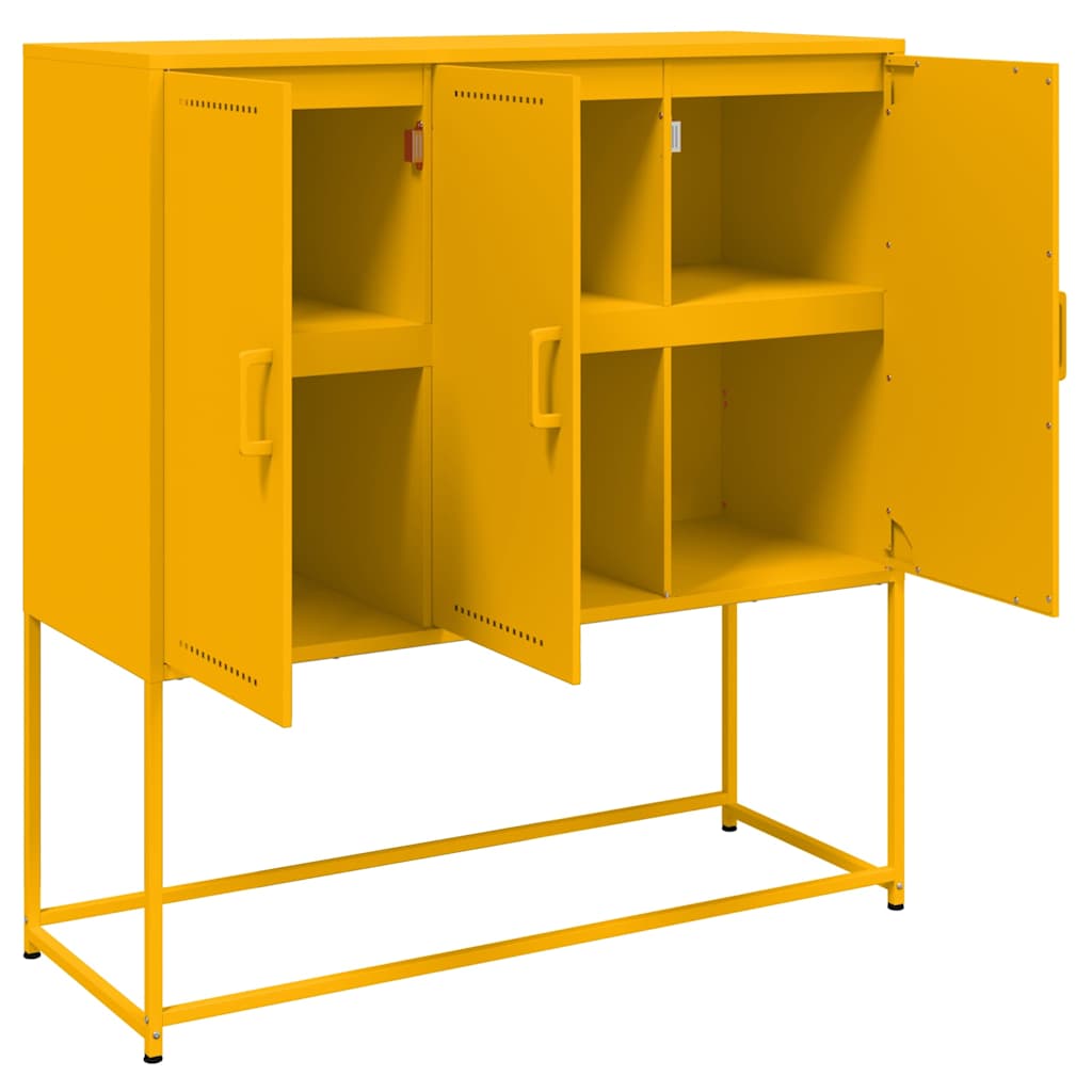 vidaXL Highboard Mustard Yellow 100.5x39x107 cm Steel