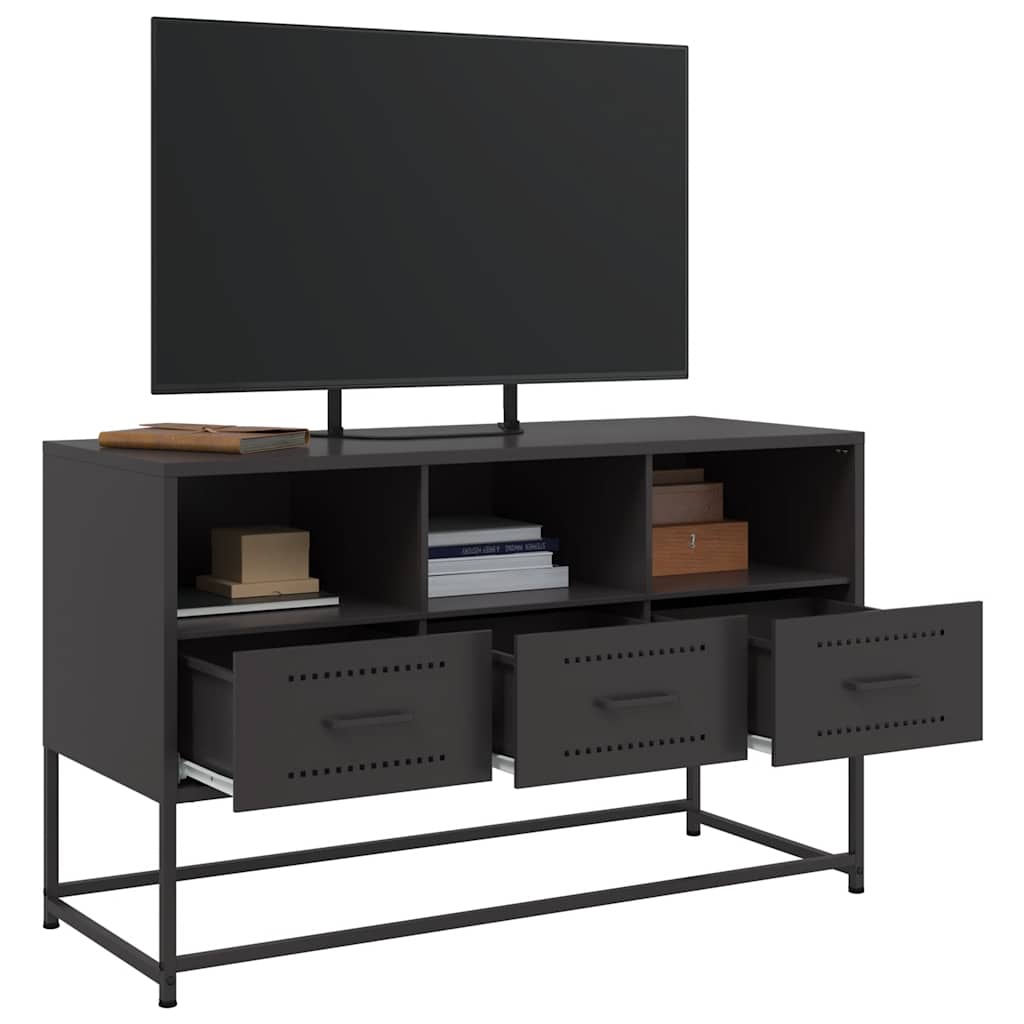 vidaXL TV Cabinet Black 100,5x39x60,5 cm Steel