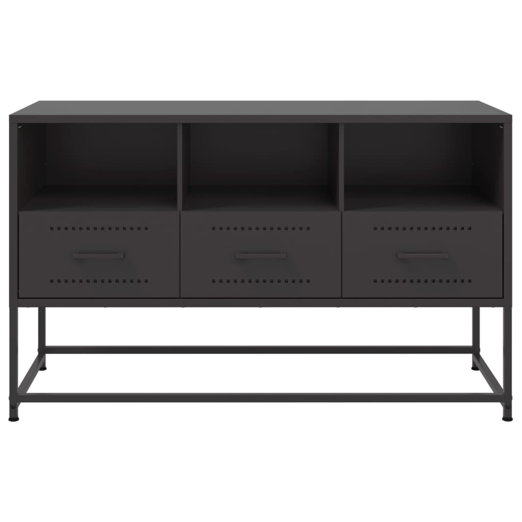 vidaXL TV Cabinet Black 100.5x39x60.5 cm Steel
