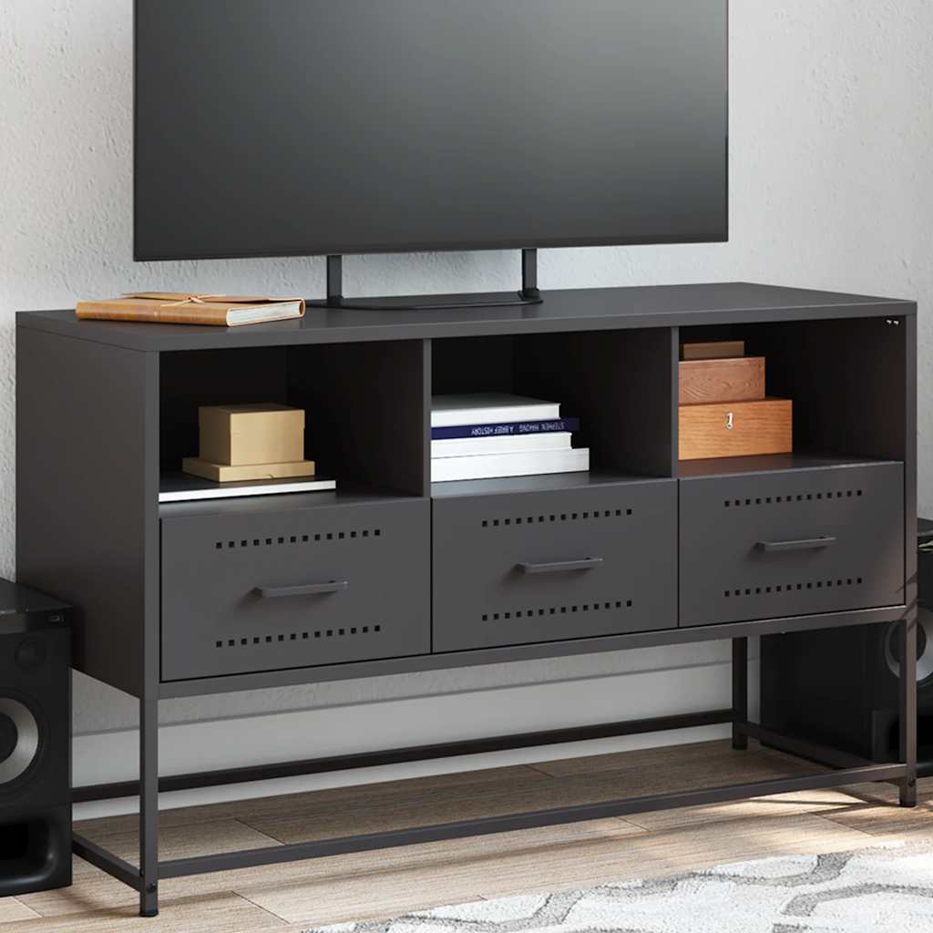 vidaXL TV Cabinet Black 100,5x39x60,5 cm Steel