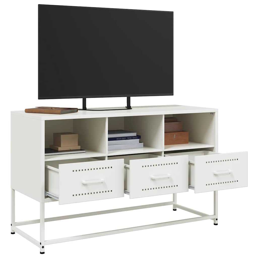 vidaXL TV Cabinet White 100.5x39x60.5 cm Steel
