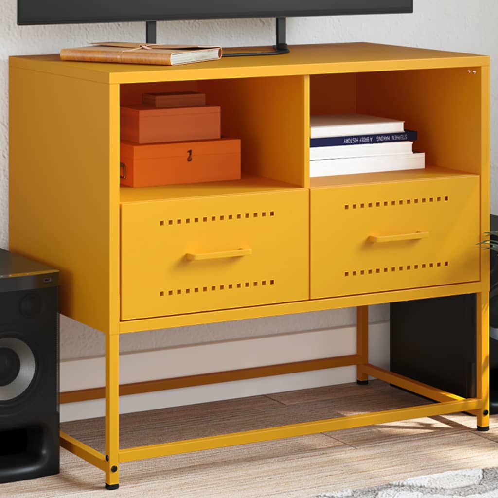 vidaXL TV Cabinet Mustard Yellow 68x39x60,5 cm Steel
