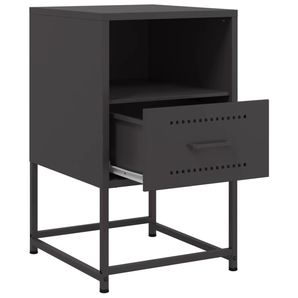 vidaXL Bedside Cabinets 2 pcs Black 36x39x60.5 cm Steel