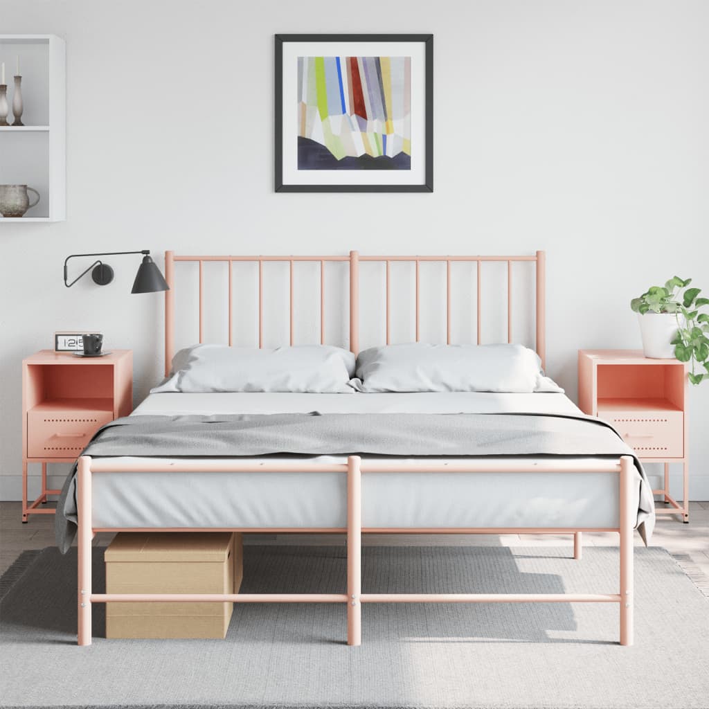 vidaXL Bedside Cabinets 2 pcs Pink 36x39x60.5 cm Steel
