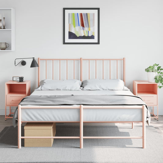 vidaXL Bedside Cabinets 2 pcs Pink 36x39x60.5 cm Steel
