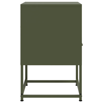 vidaXL Bedside Cabinet Olive Green 36x39x60.5 cm Steel