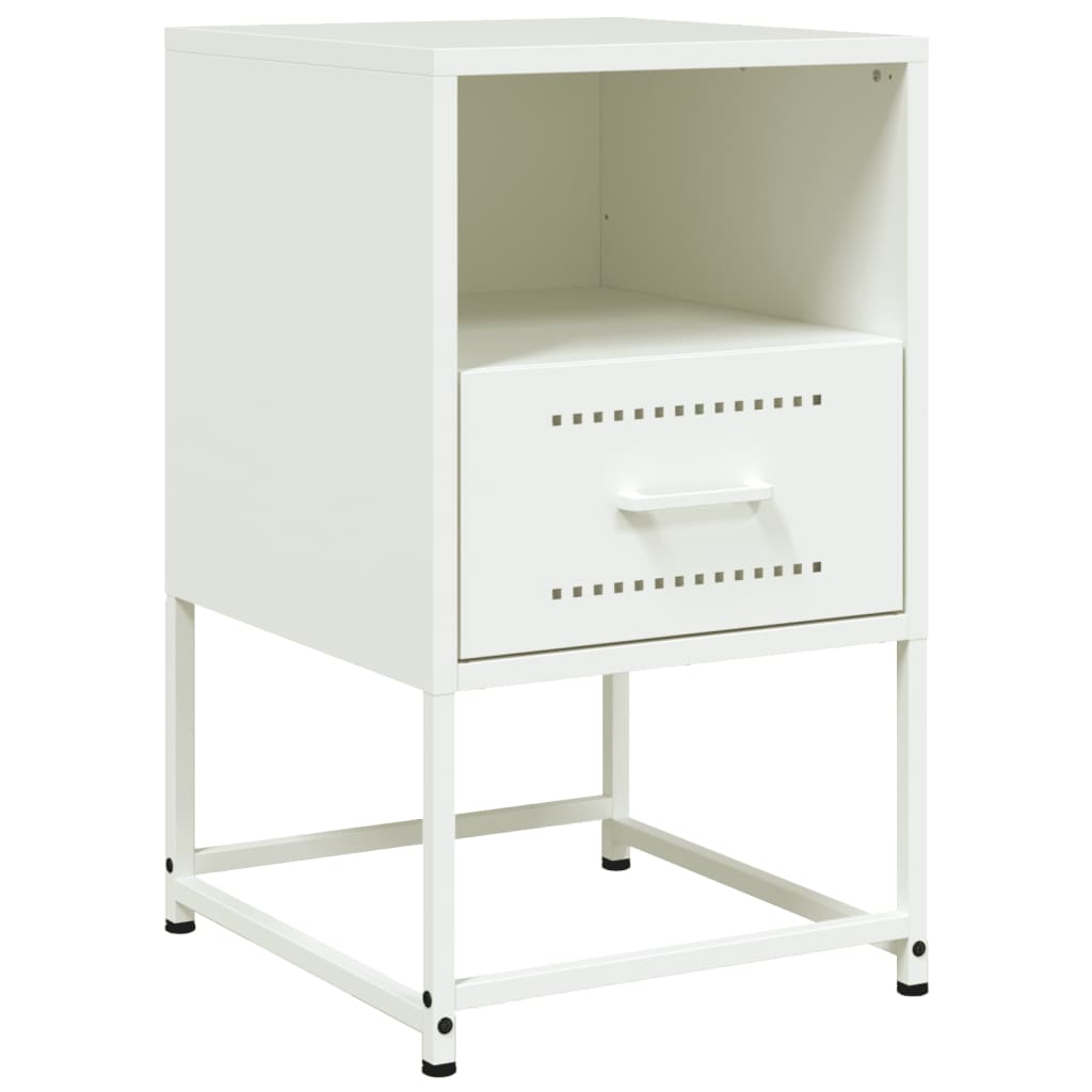 vidaXL Bedside Cabinet White 36x39x60.5 cm Steel