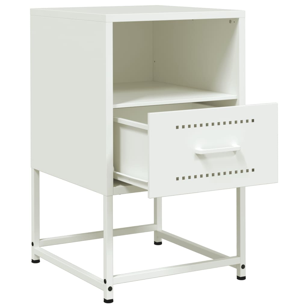 vidaXL Bedside Cabinet White 36x39x60.5 cm Steel