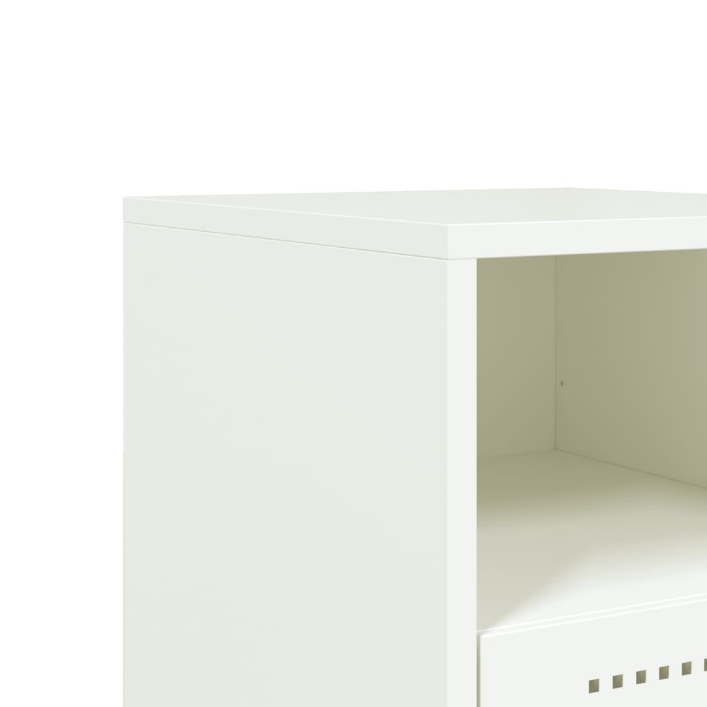 vidaXL Bedside Cabinet White 36x39x60.5 cm Steel