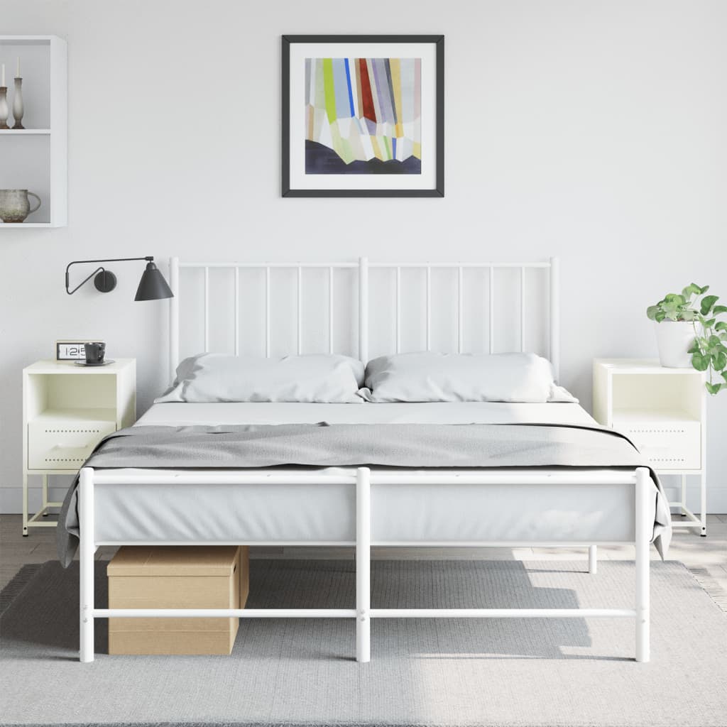 vidaXL Bedside Cabinets 2 pcs White 36x39x60.5 cm Steel
