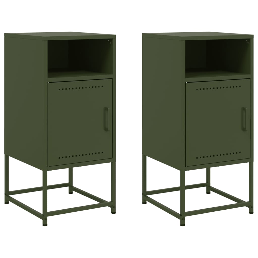 vidaXL Bedside Cabinets 2 pcs Olive Green 36x39x78 cm Steel