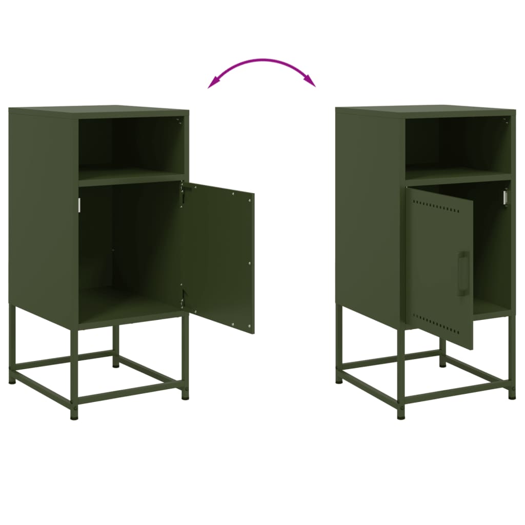 vidaXL Bedside Cabinets 2 pcs Olive Green 36x39x78 cm Steel