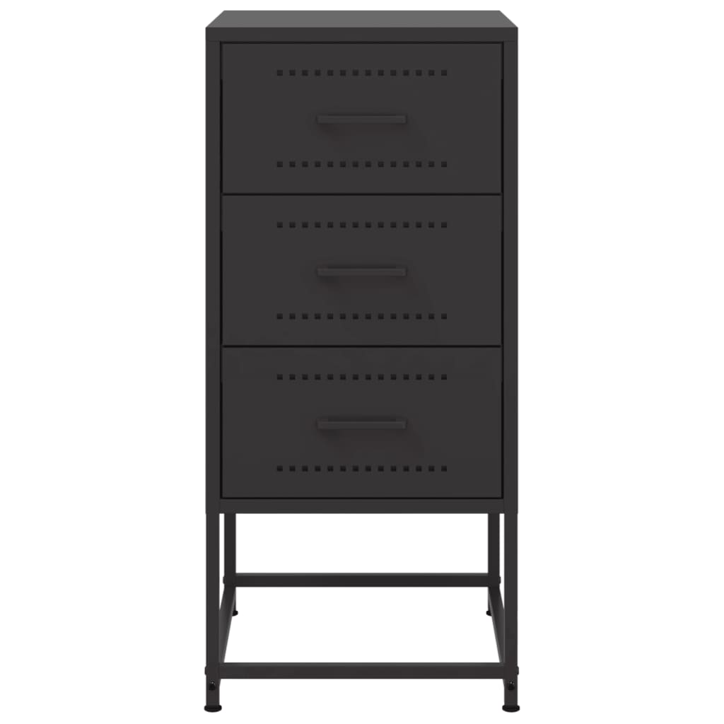 vidaXL Bedside Cabinet Black 36x39x78 cm Steel