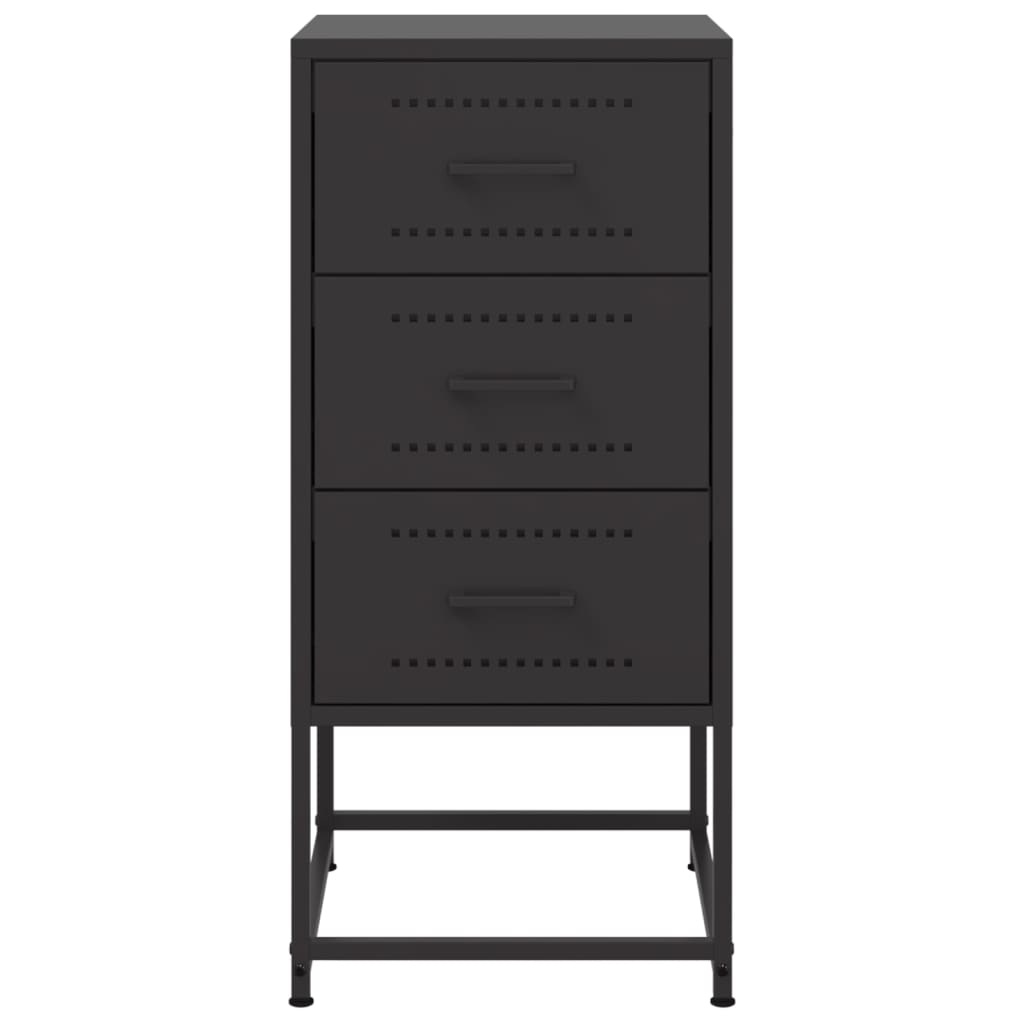 vidaXL Bedside Cabinets 2 pcs Black 36x39x78 cm Steel