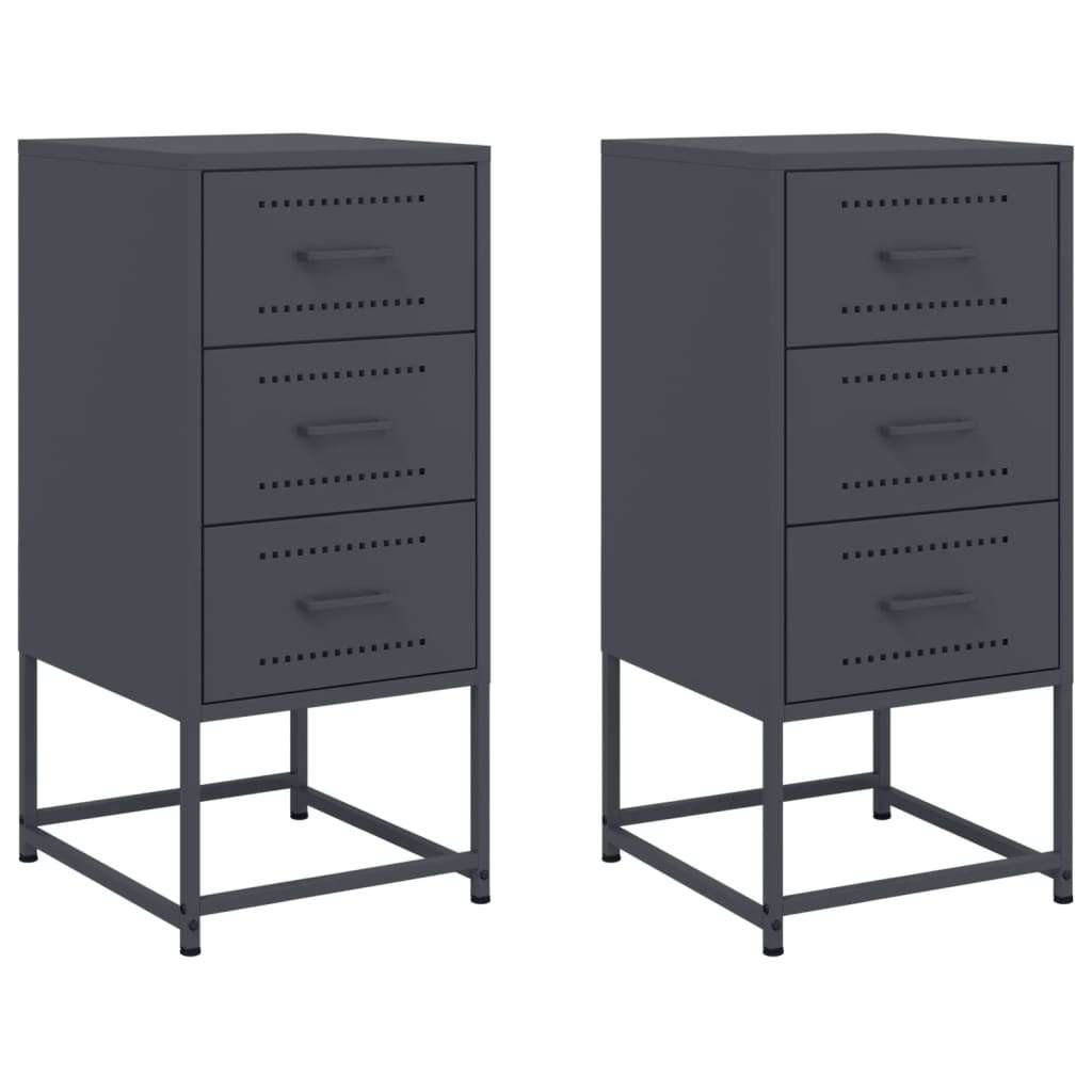 vidaXL Bedside Cabinets 2 pcs Anthracite 36x39x78 cm Steel