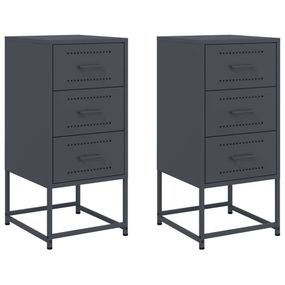 vidaXL Bedside Cabinets 2 pcs Anthracite 36x39x78 cm Steel