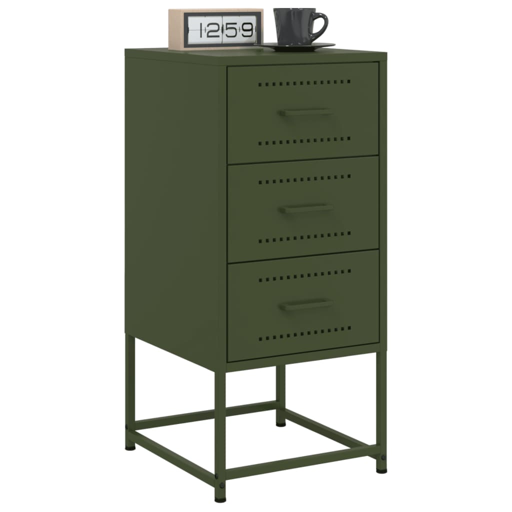 vidaXL Bedside Cabinets 2 pcs Olive Green 36x39x78 cm Steel