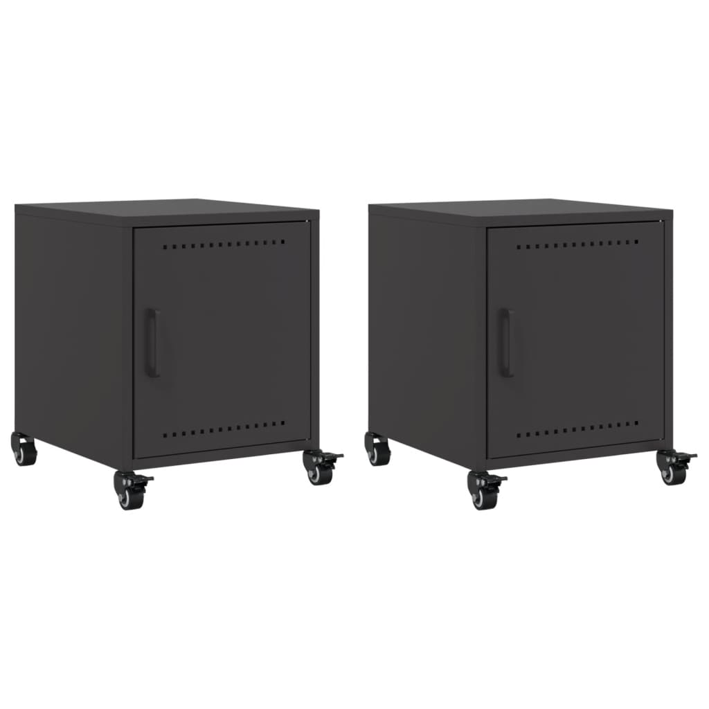 vidaXL Bedside Cabinets 2 pcs Black 36x39x43.5 cm Steel