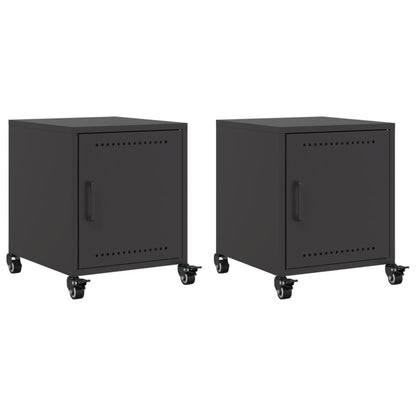 vidaXL Bedside Cabinets 2 pcs Black 36x39x43.5 cm Steel